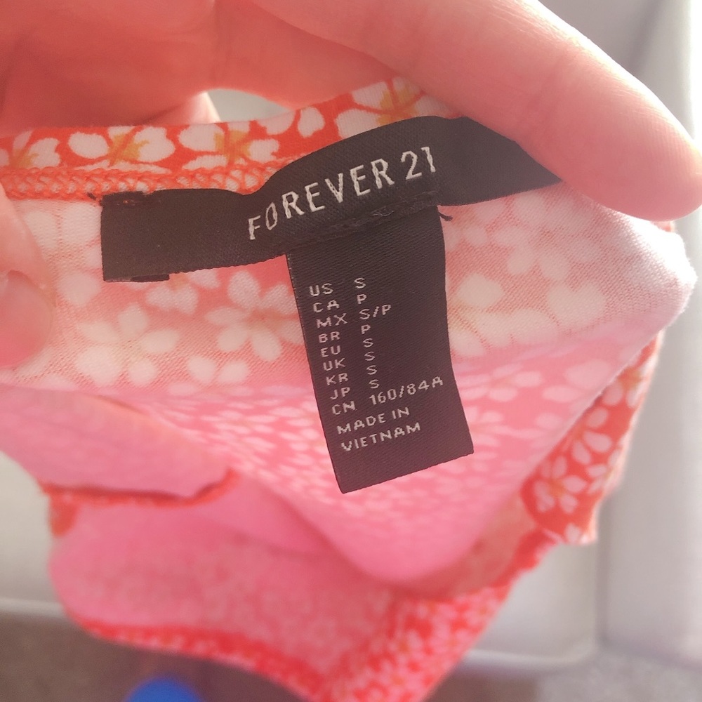 Forever 21 orange flower floral tank top US S - Picture 4 of 5